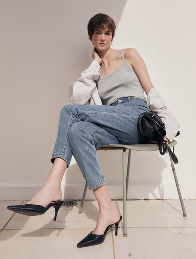 Classic Rib Cami Top in Grey Marl
