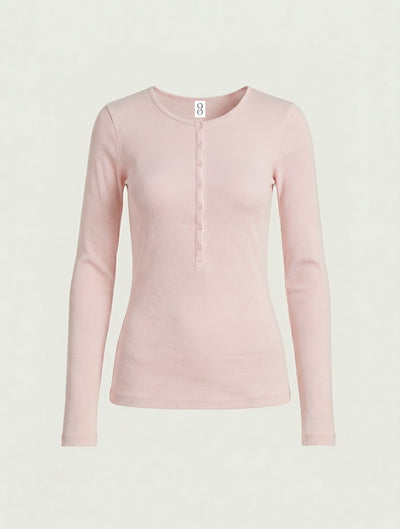 Classic Rib Henley in Dusk Pink