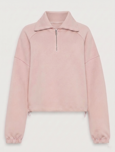Classic Half Zip Sweatshirt in Dusk Pink