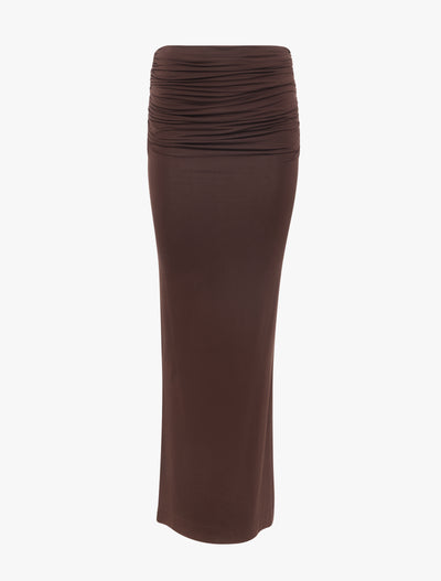 Leah Ruched Maxi Skirt in Bracken