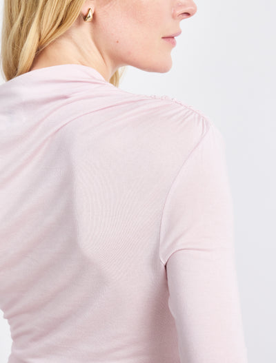 Iphis Draped Long Sleeve Top in Dusk Pink