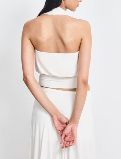Lenny Wrap Front Halter In Chalk