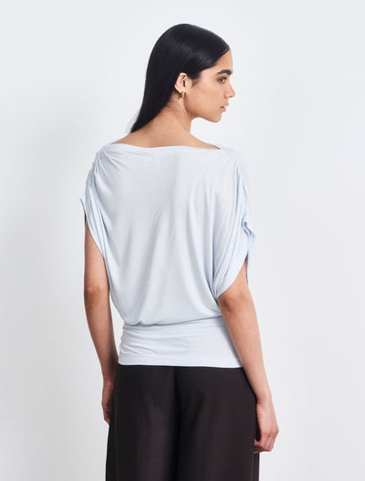 Mika Drape Tee In Icy Blue