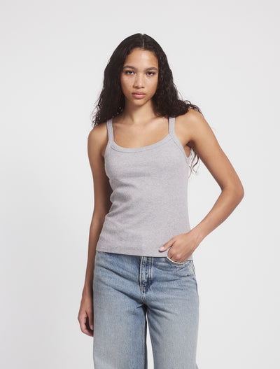 Classic Rib Cami Top in Grey Marl