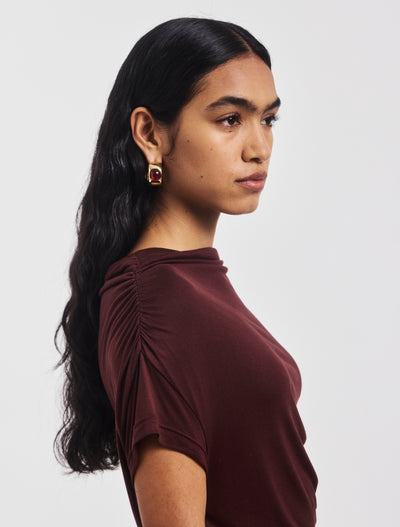 Priam Draped Dress in Bordeaux