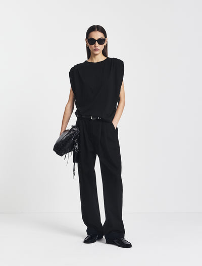 Kaia Pleated Tank Top in Black