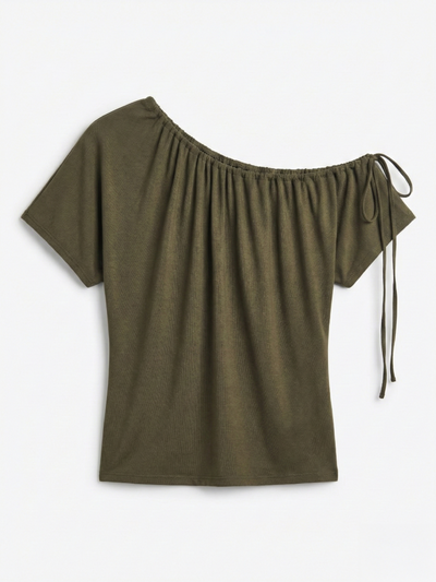 Marlowe Draw Cord Tee in Leaf Green